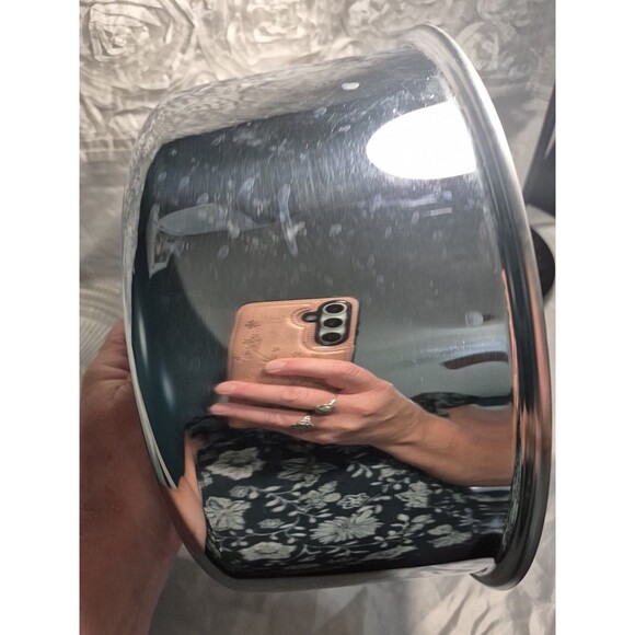 VTG Glass Cake Plate Stainless Steel Dome Lid Covered Dish Ribbed Footed 12" - Picture 8 of 16